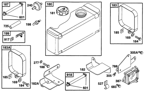 Fuel Tank Grp Diagram and Parts List for 256702-4002-XX  Briggs and Stratton Engine